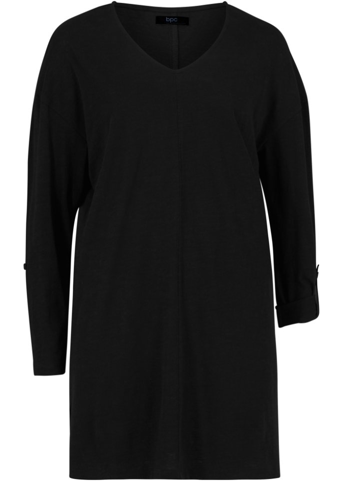 Baumwoll-Longshirt mit Turn-up-Ärmel