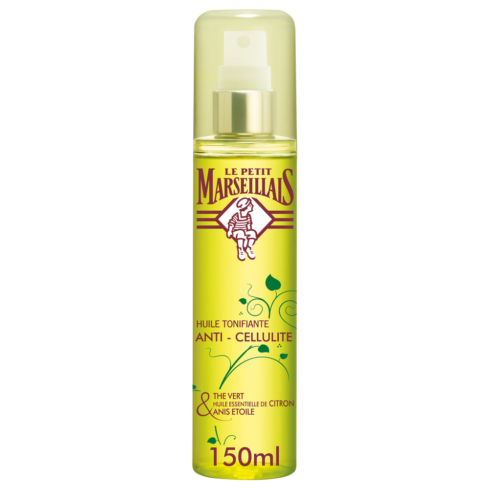 le petit marseillais Huile Anti-Cellulite Thé Vert, Huile Essentielle de Citron et Anis, 150ml Huile