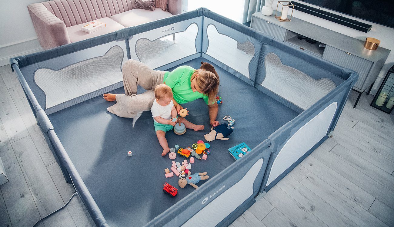 lionelo Laufgitter WILLOW XL (Set), sehr große Spielfläche, 2 abschließbare Seiteneingänge