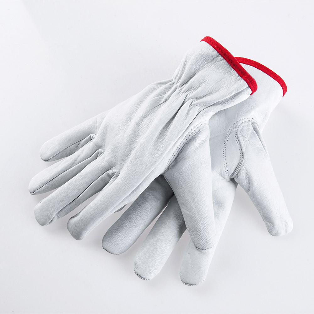 Powertec Garden Ziegenlederhandschuhe, Größe 7 - Rot