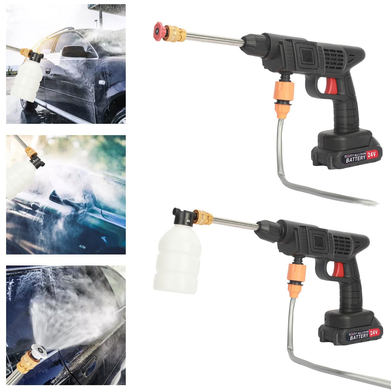 farfi Hochdruckreiniger 1 Set 24-V-Kabelbatteriekupfermotor-Kit batteriebetrieben,EU Plug