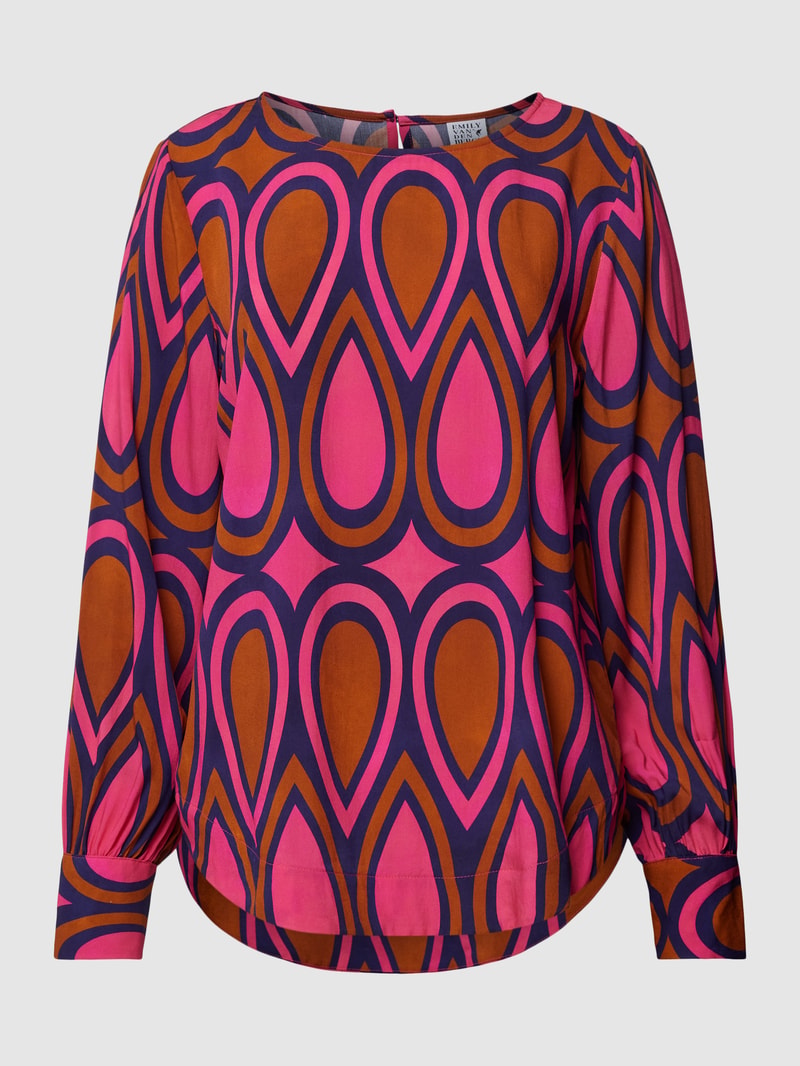 Bluse mit Allover-Muster aus Viskose in pink