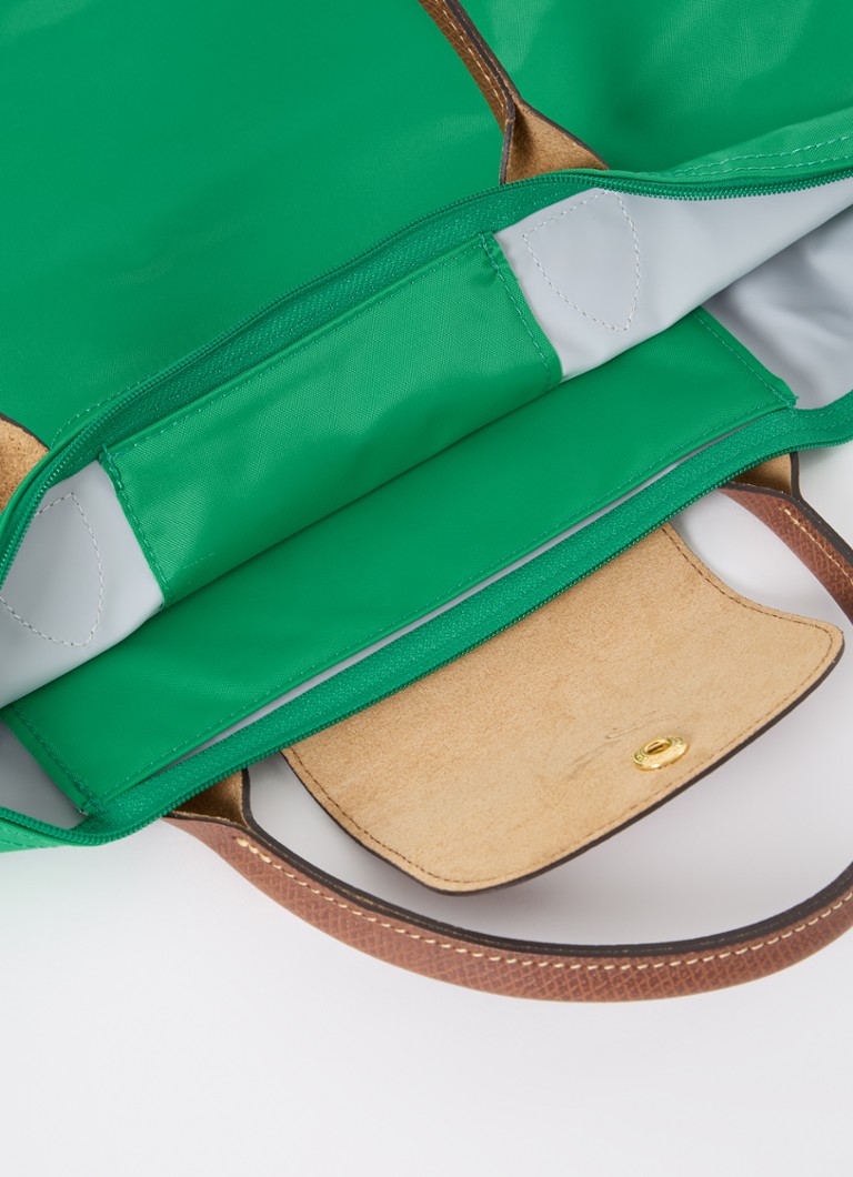 Geantă Longchamp Le Pliage Original, mărimea M, cu detalii din piele.