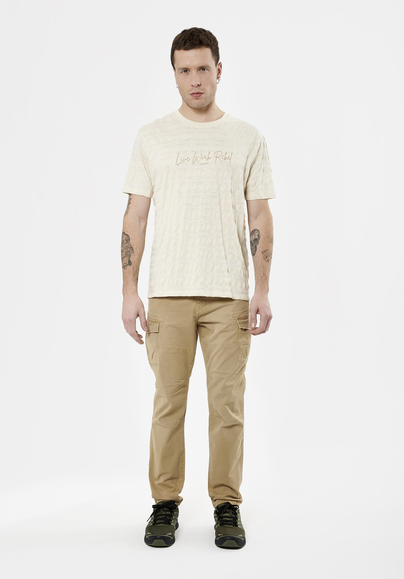 SONNY  T-shirt à rayures beige Homme en 100% coton
