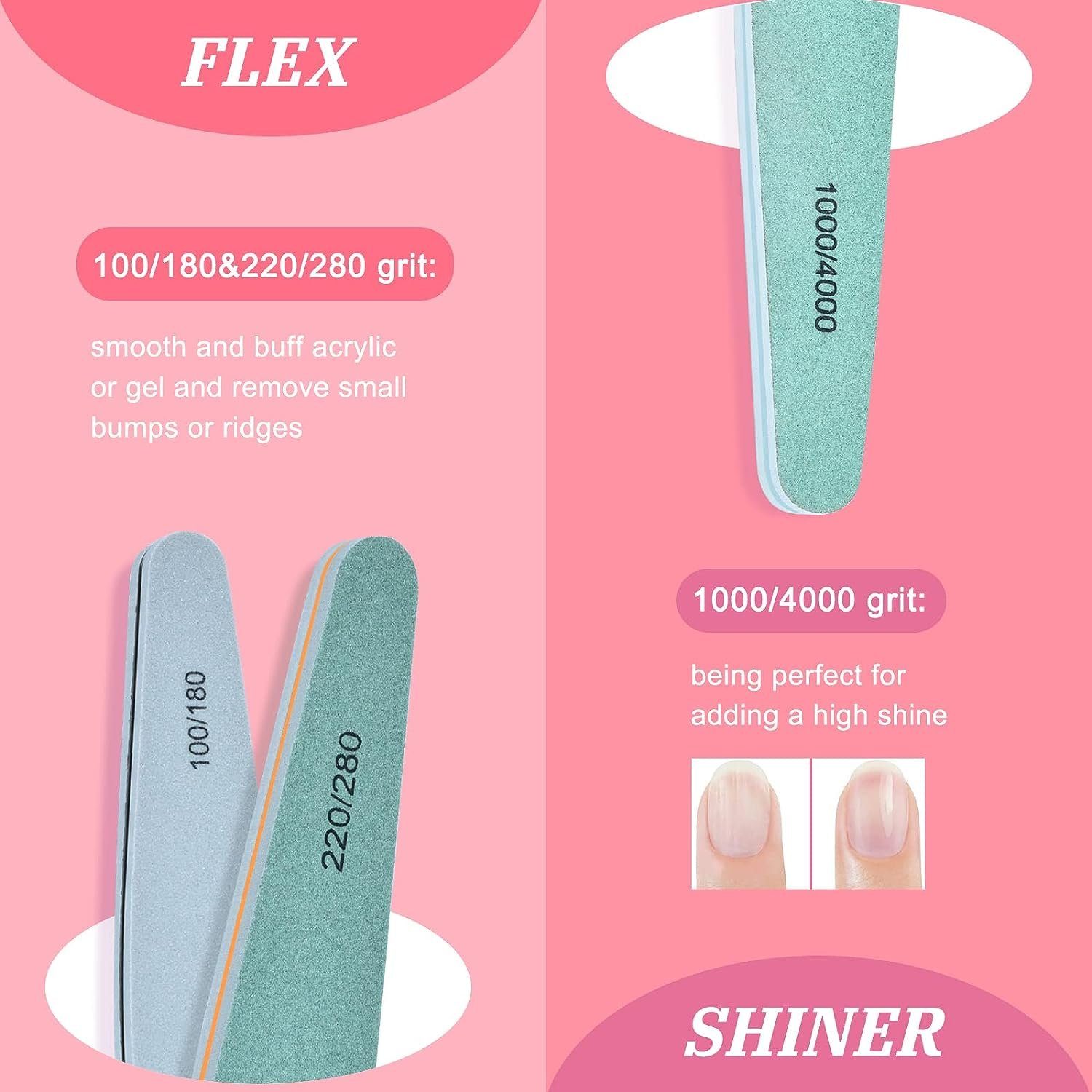 Directin Sandblatt-Nagelfeile Profi Nagelfeile Set, Nagelfeilen Set, Doppelseitige Nagel Buffer, 6 Stücke, für natürliche Nägel und Gelnägel, 6 Stücke, natürliche Manikürefeile