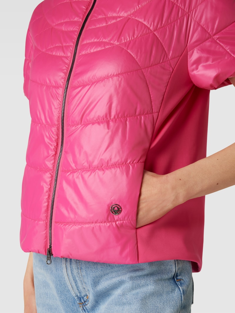 Steppweste mit Label-Details in pink