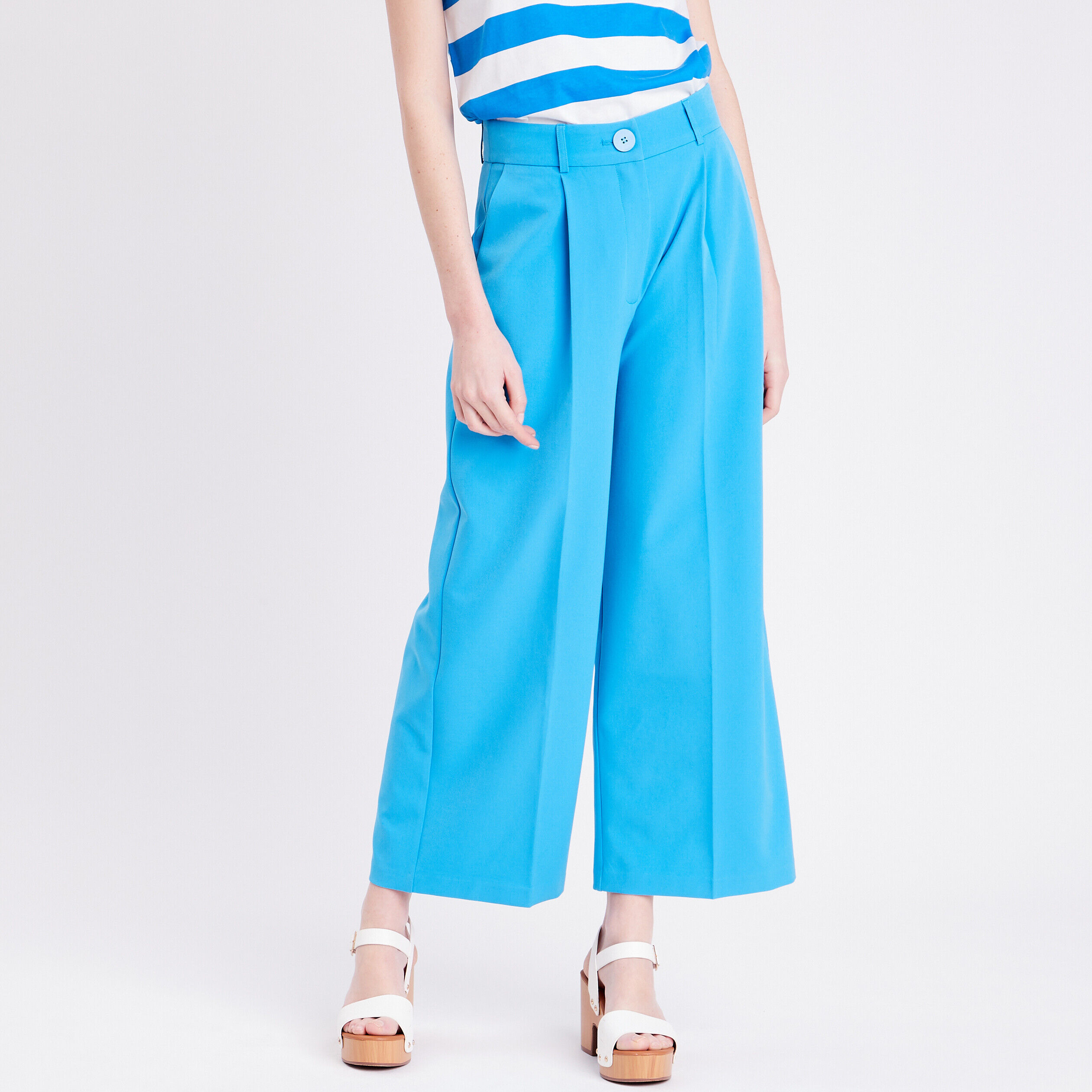 Pantalon city large bleu femme | Cache Cache