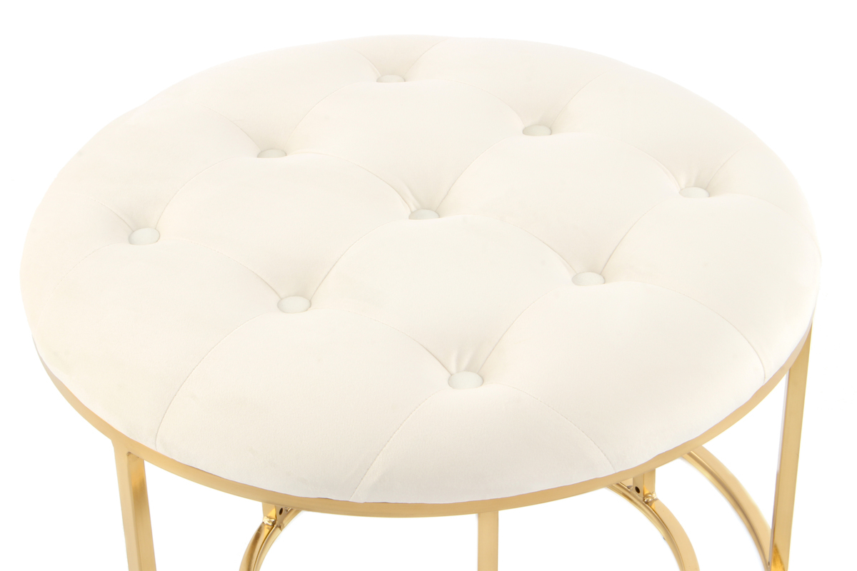 Kayoom Hocker Becky 825 2er-Set Elfenbein / Gold