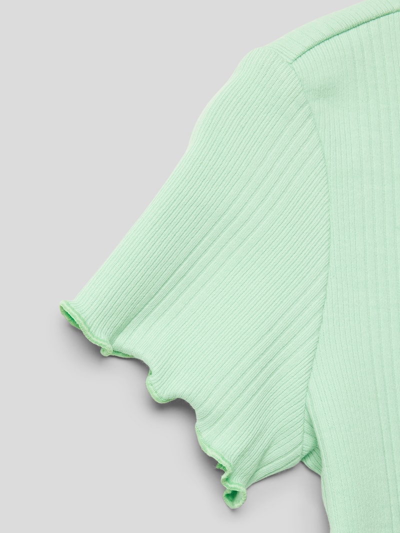 T-Shirt mit Muschelsaum in mint