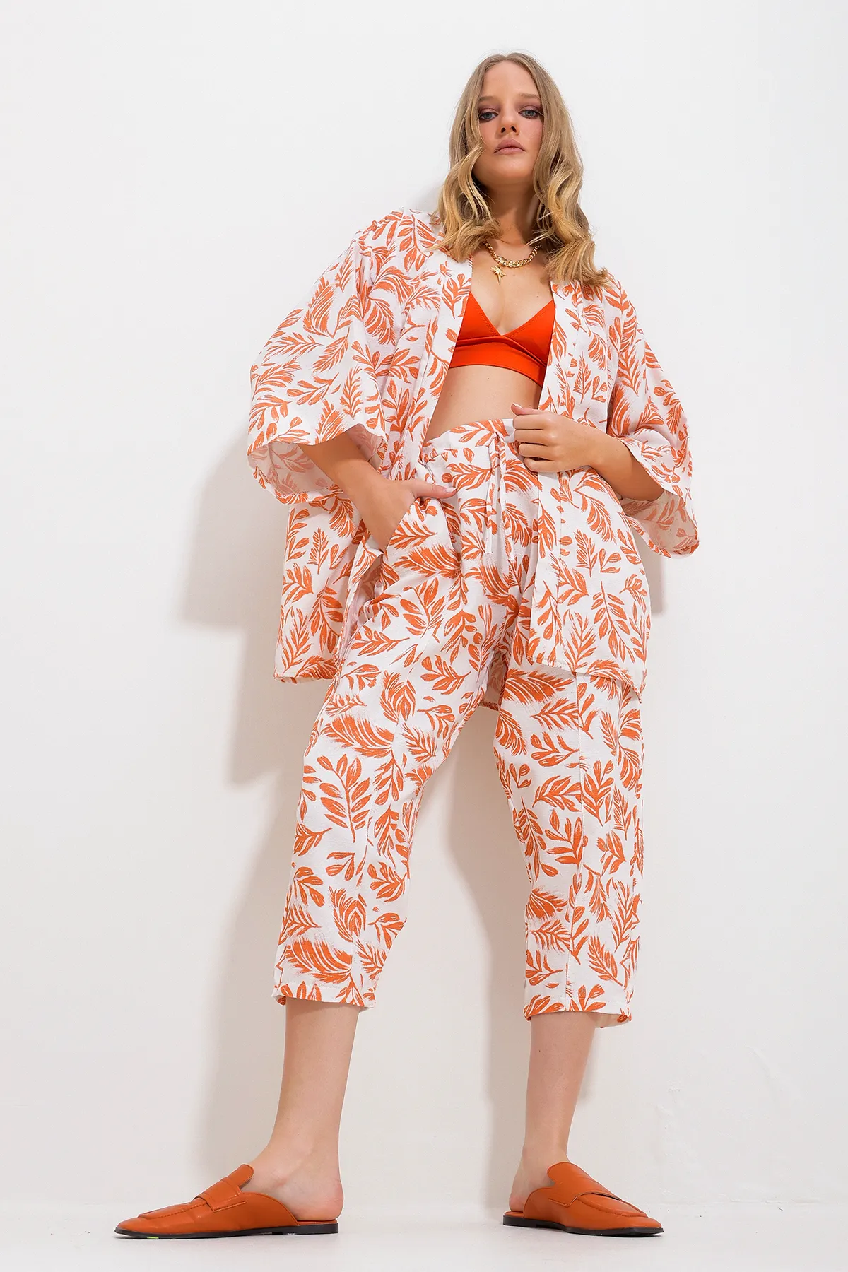 Trend Alaçatı Stili  Zweiteiler - Orange - Regular Fit
