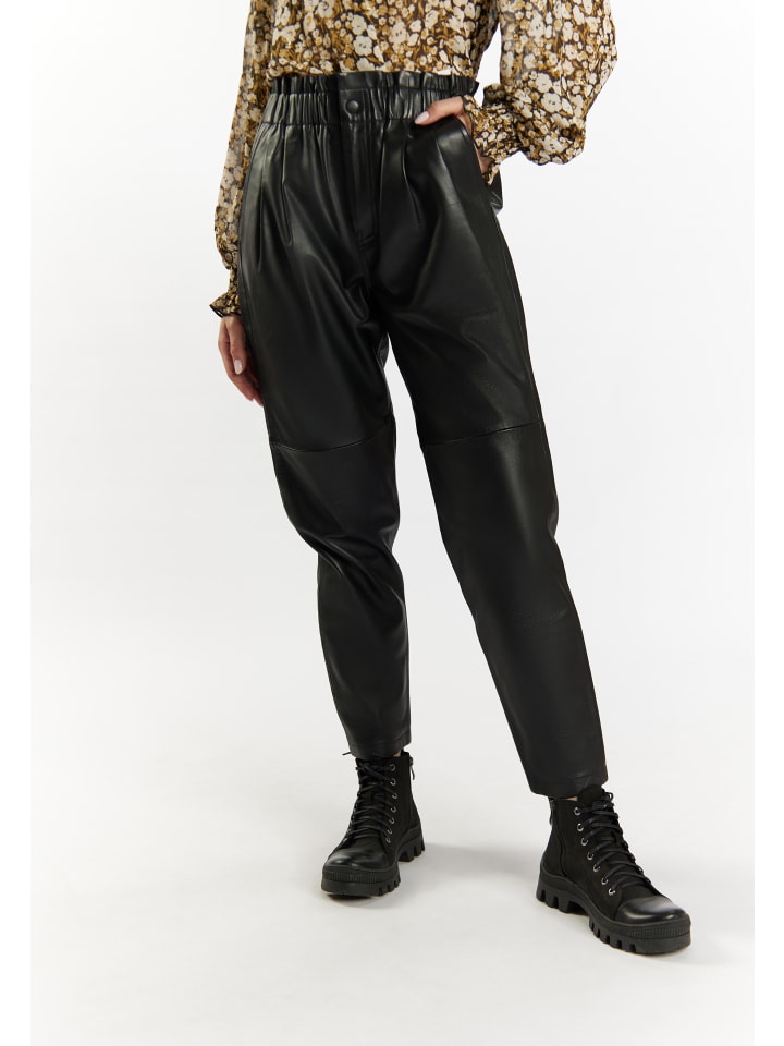 DreiMaster Vintage Lederhose in Schwarz günstig kaufen