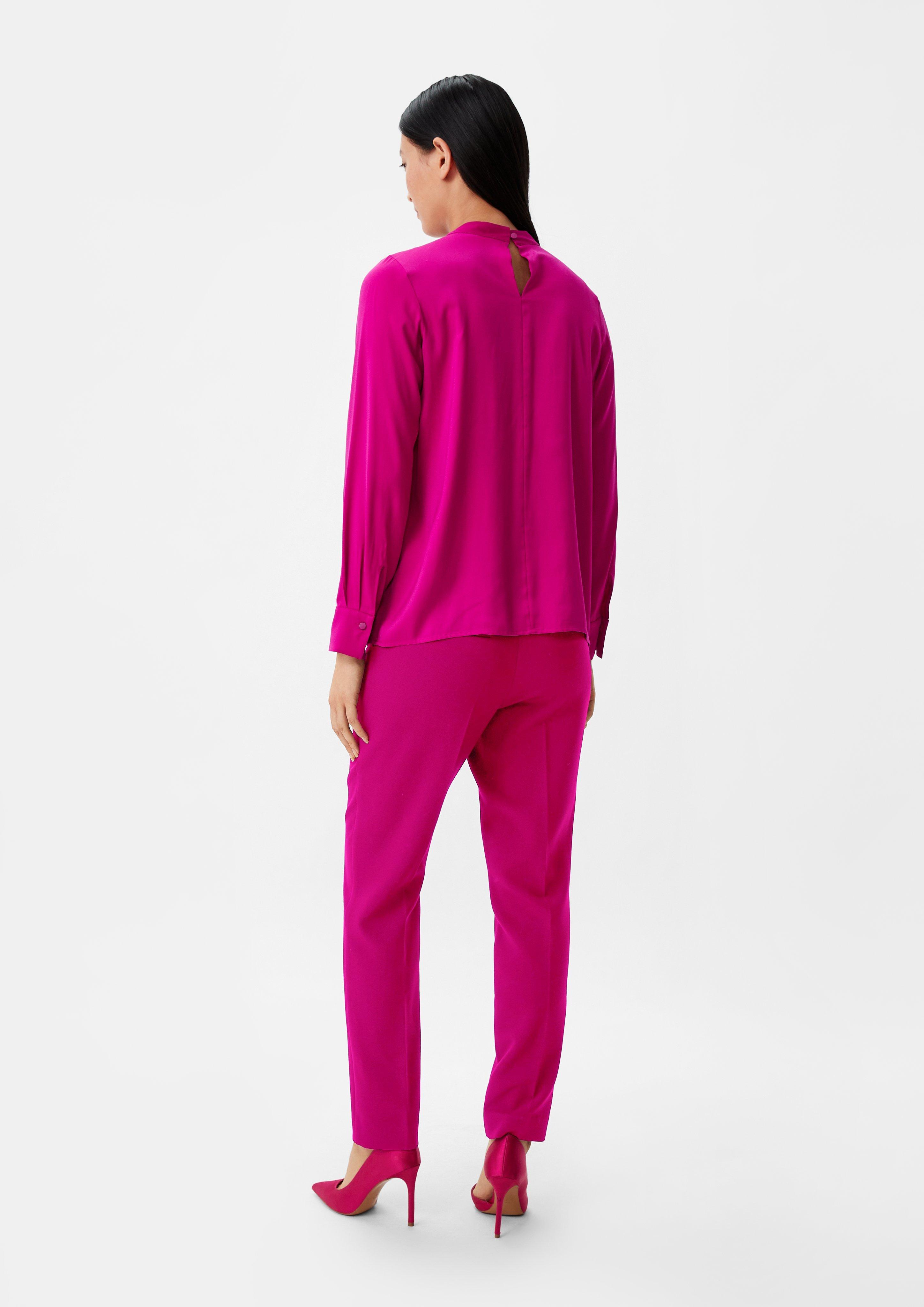 Satinbluse mit Falten-Detail - fuchsia