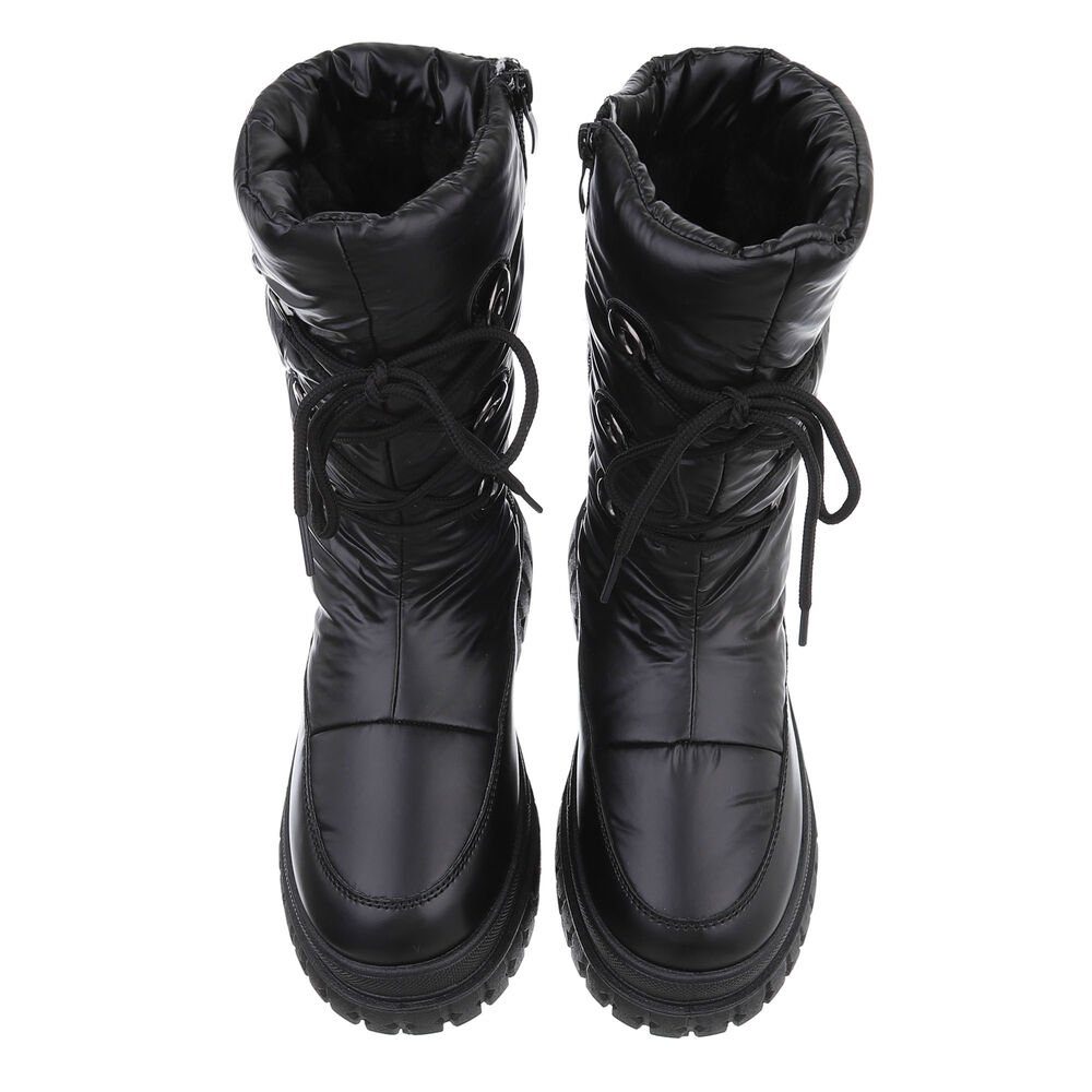 Ital-Design Damen Snowboots Freizeit Snowboots Blockabsatz Plateaustiefeletten in Schwarz