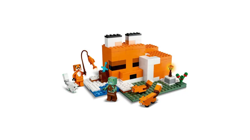 LEGO Minecraft 21178 Die Fuchs-Lodge, Spielzeug ab 8 Jahren mit Figuren