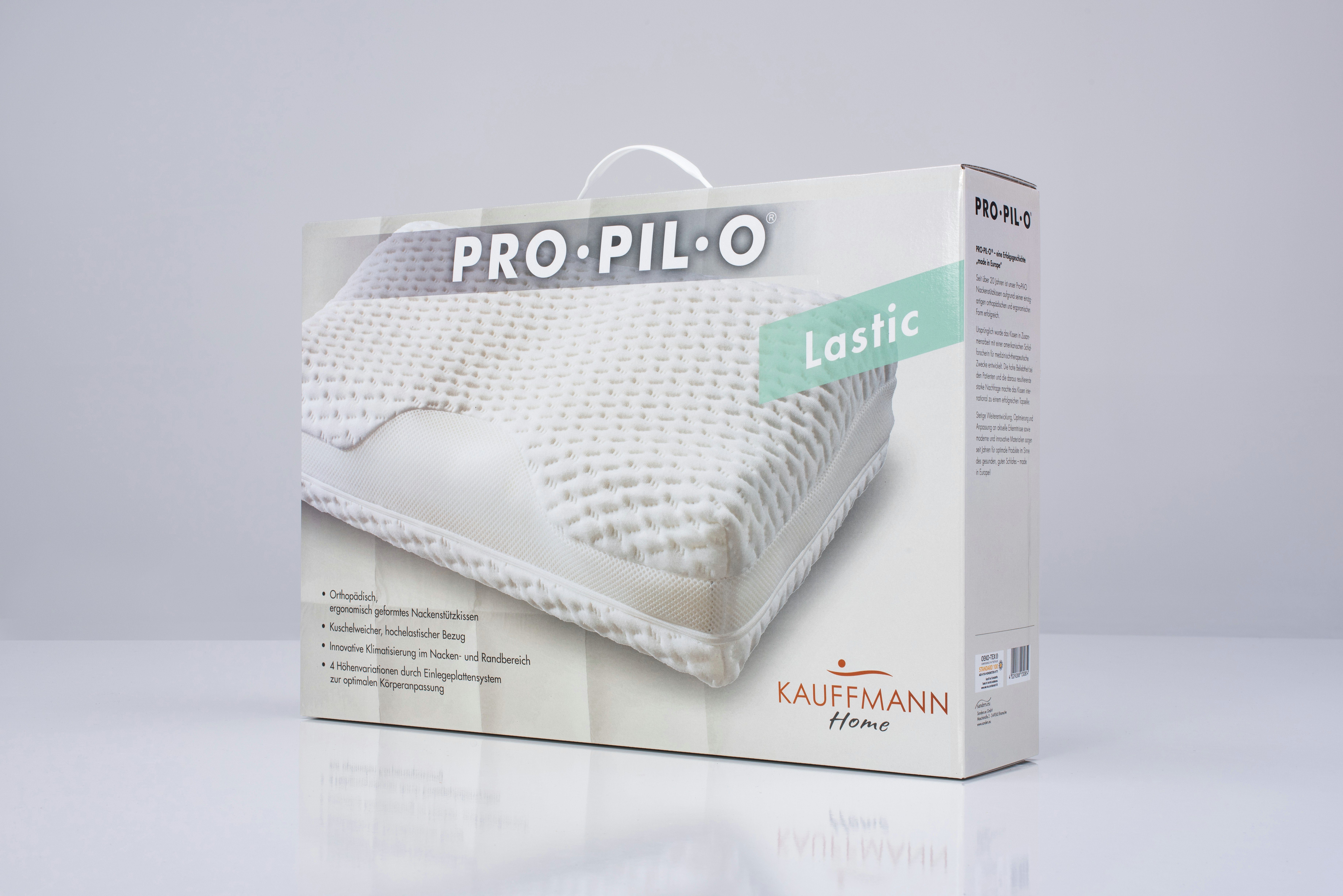 Nackenstützkissen Pro-Pil-O Lastic Nackenstützkissen, Sanders Kauffmann, Füllung: Komfort-Kaltschaum, Seitenshläfetr, Rückenschläfer, effektive Ableitung der Feuchtigkeit