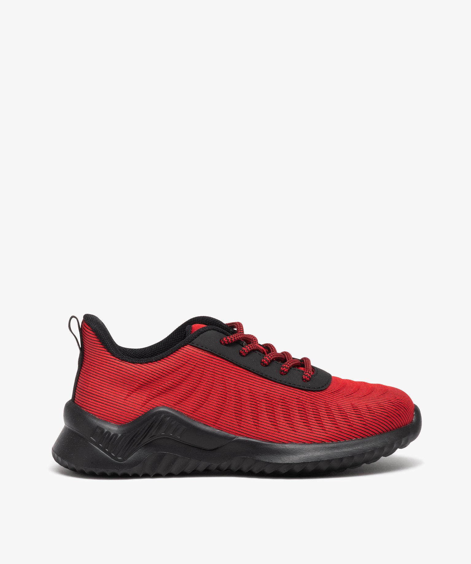 Baskets Garçon unies en mesh avec reliefs rouge | GEMO