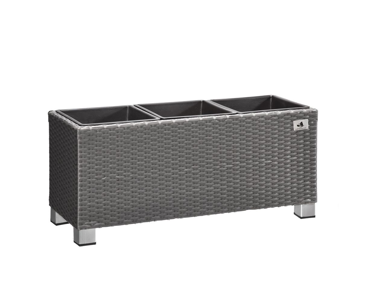 Weles Pflanzkübel Polyrattan 78 x 27 x 34 cm, für Innen und Außen, Kunststoffeinsatz, grau