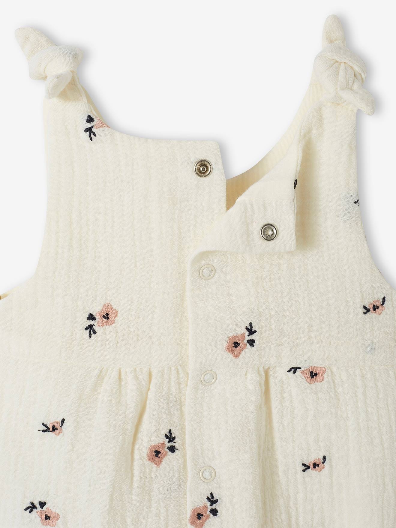 Vertbaudet Mädchen Baby Overall, bestickte Motive - dunkelbraun