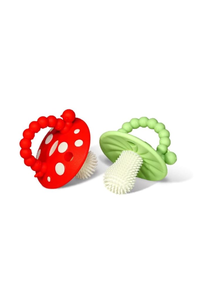 RaZbaby Beißringe 2er logopädisch Pilze für Babys 100% Silikon 3M  in Grün günstig kaufen onesize