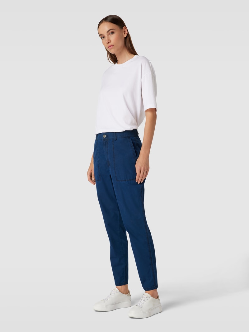 Stoffhose in verkürzter Passform in marineblau