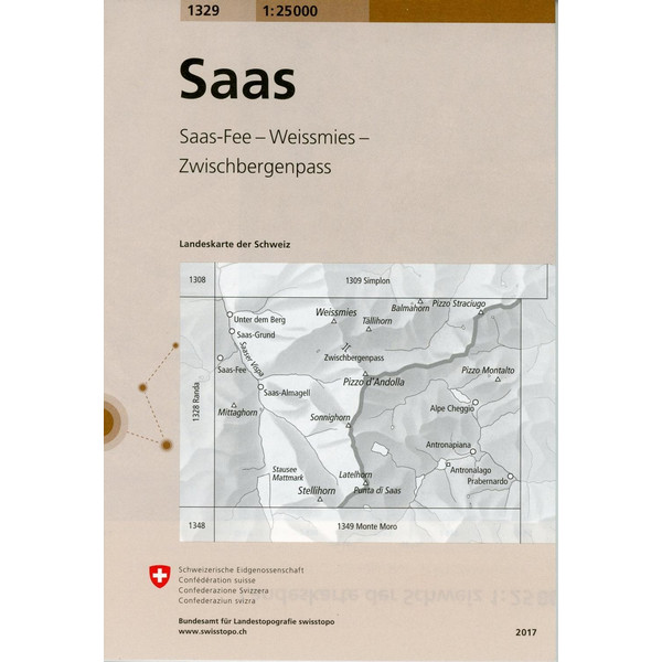 Swisstopo 1 : 25 000 Saas - Wanderkarte