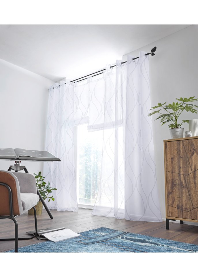 Gardine mit Wellen Druck (1er Pack)