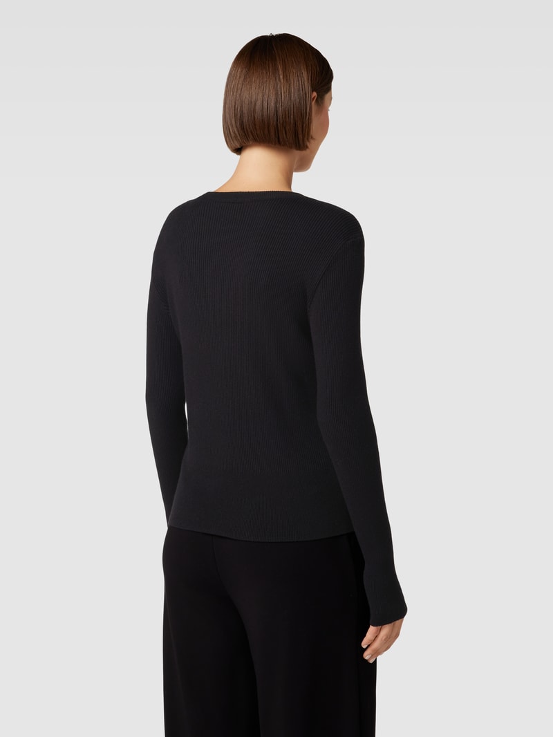 Strickpullover mit Rundhalsausschnitt in schwarz