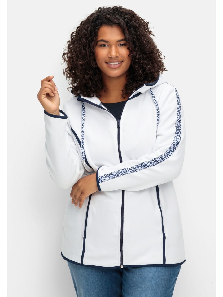 sheego Fleecejacke in weiß-marine günstig kaufen 44