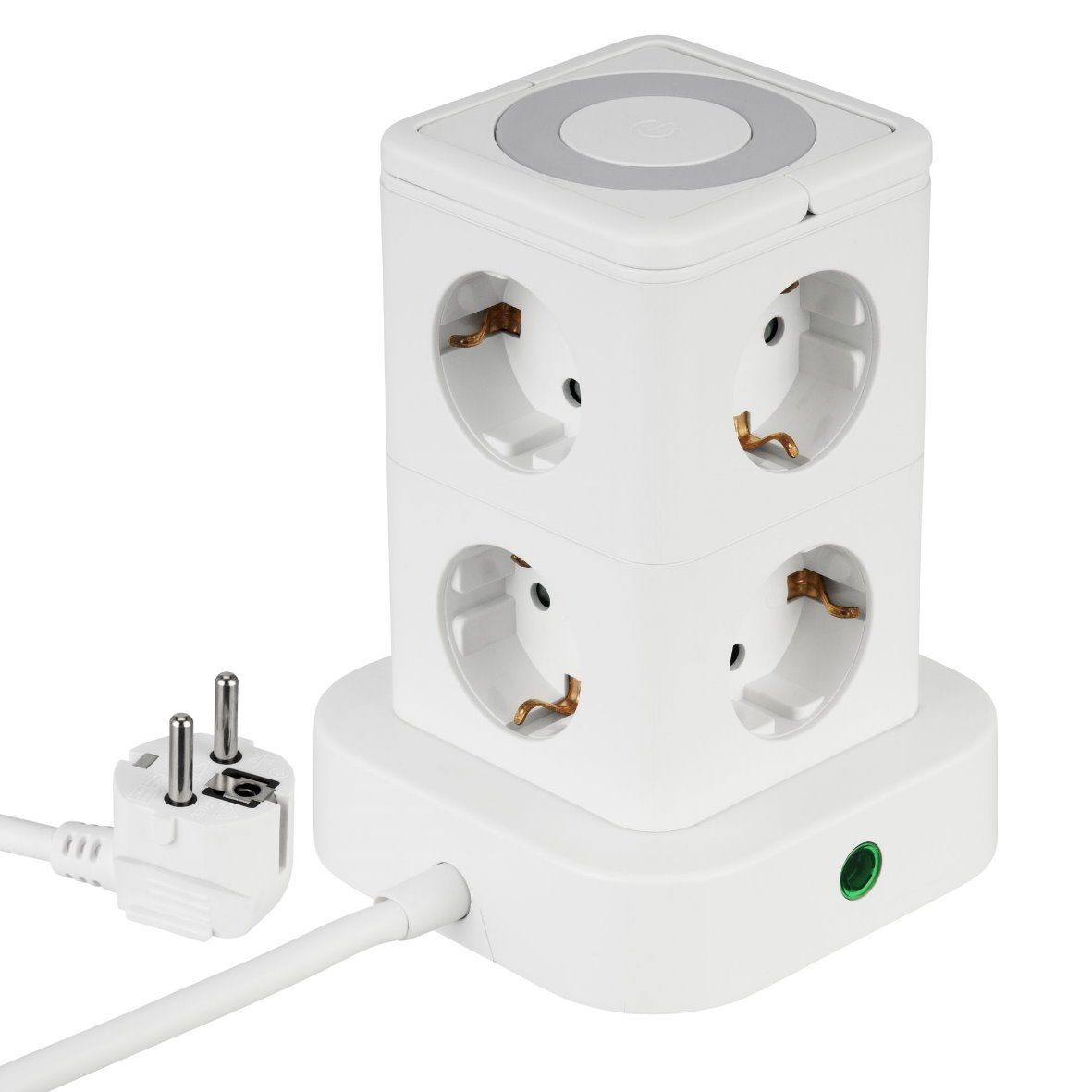 ADAKAT Steckdosenverteiler 11-fach (8x Schutzkontakt-Steckdose + 2x USB-A + 1x USB-C + beleuchter Ein/Aus Schalter + LED Leuchte mit Touchschalter + Tragegriffe, Kabellänge 1.40 m)