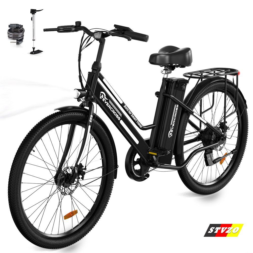 Evercross E-Bike EK8S 26 ZOLL, 250W Heckmotor, Elektrofahrrad Elektro Trekkingrad 26