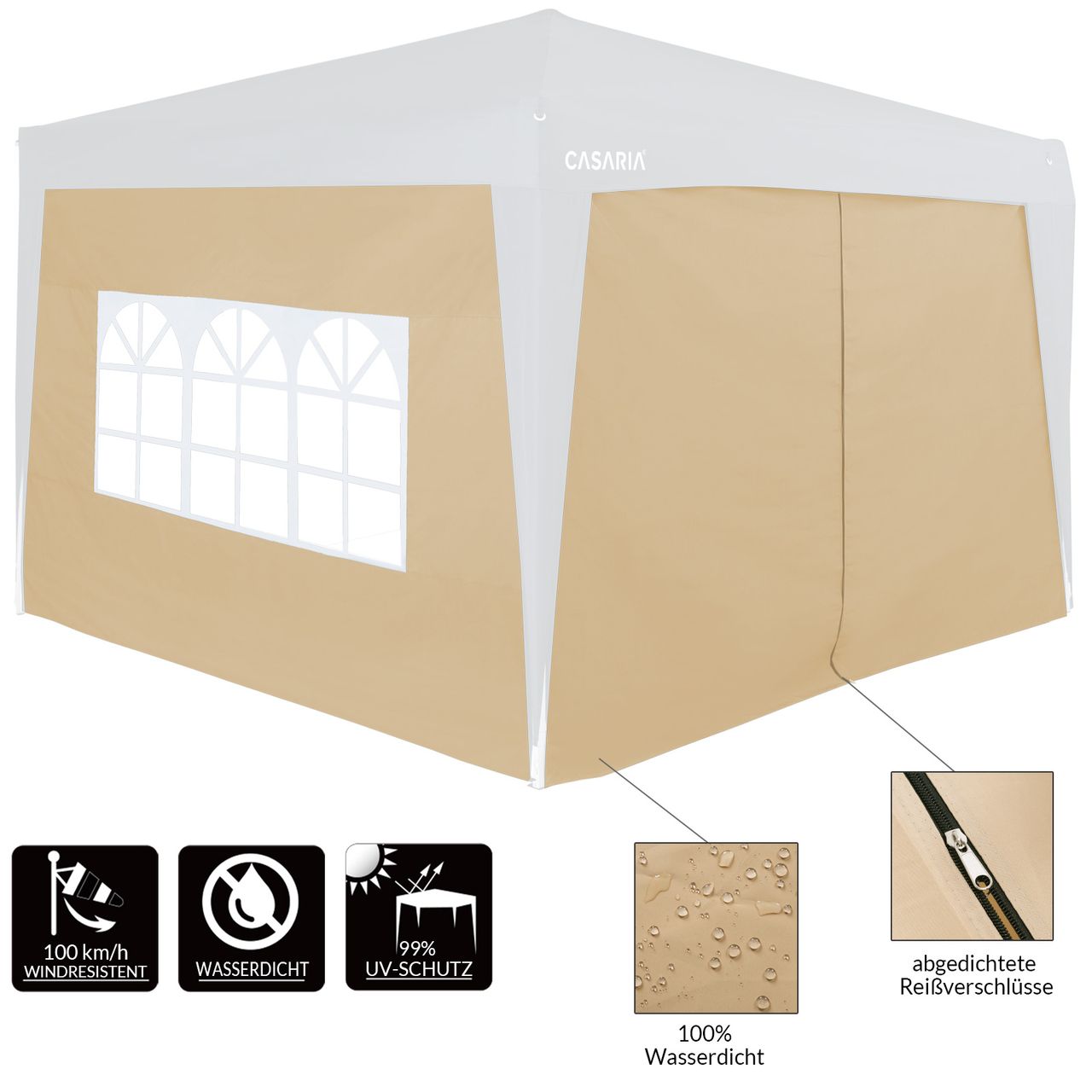 Casaria Seitenwände Faltpavillon 2er-Set Beige 3x2m
