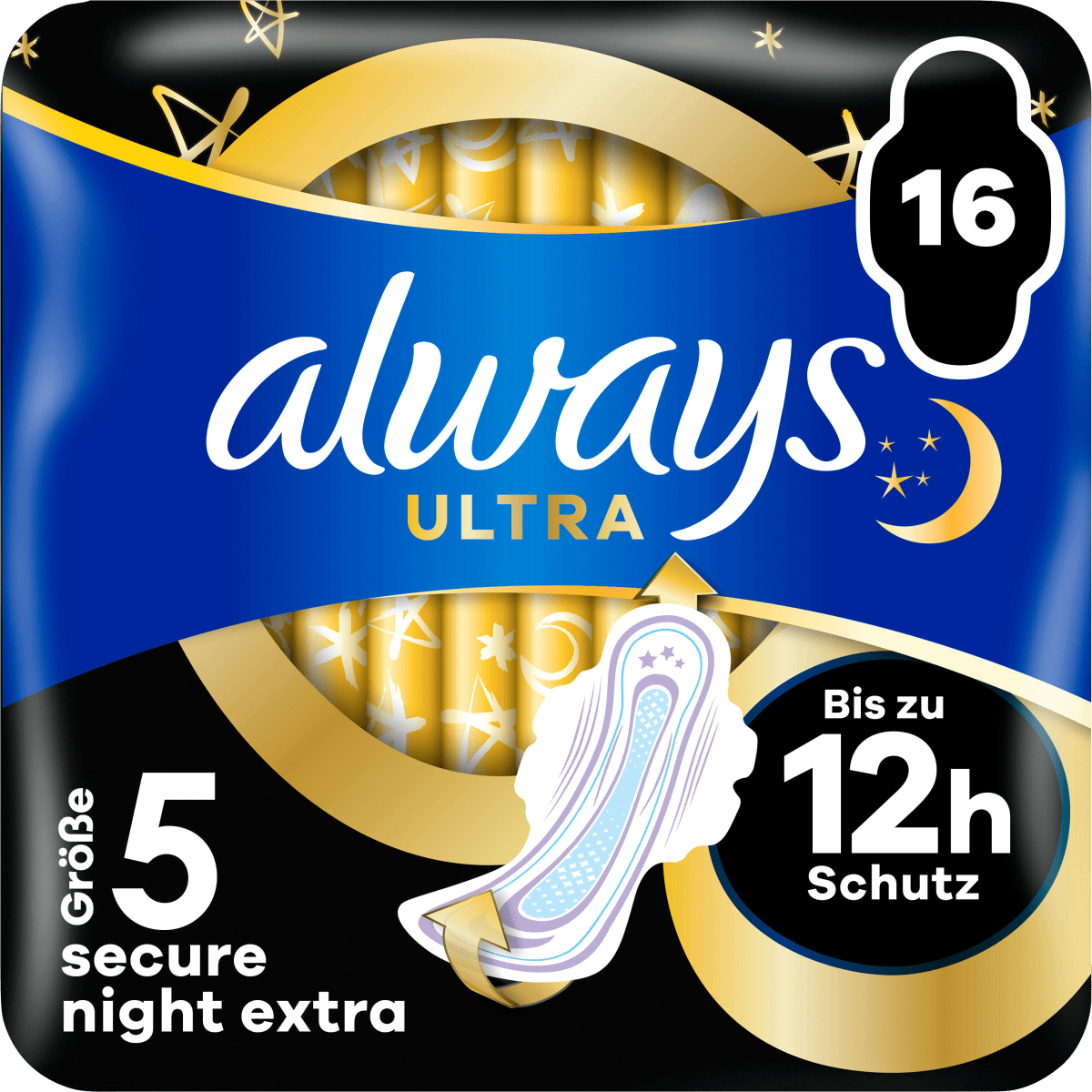 Ultra-Binden Secure Night Extra 5 mit Flügeln BigPack, 16 St