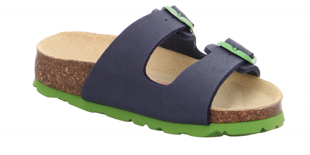 FUSSBETTPANTOFFEL - Blau/Grün Pantoffel mit Schnalle