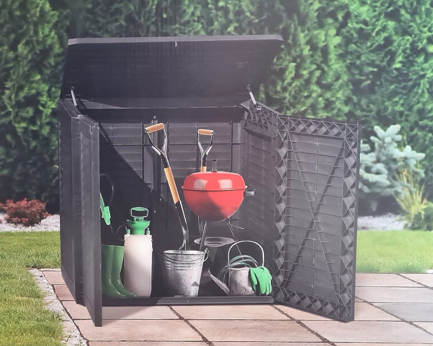 dynamic24 Mülltonnenbox, Universalbox Aufbewahrung Müllbox Garten Schrank Box