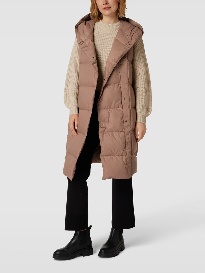 Steppweste mit Kapuze in taupe