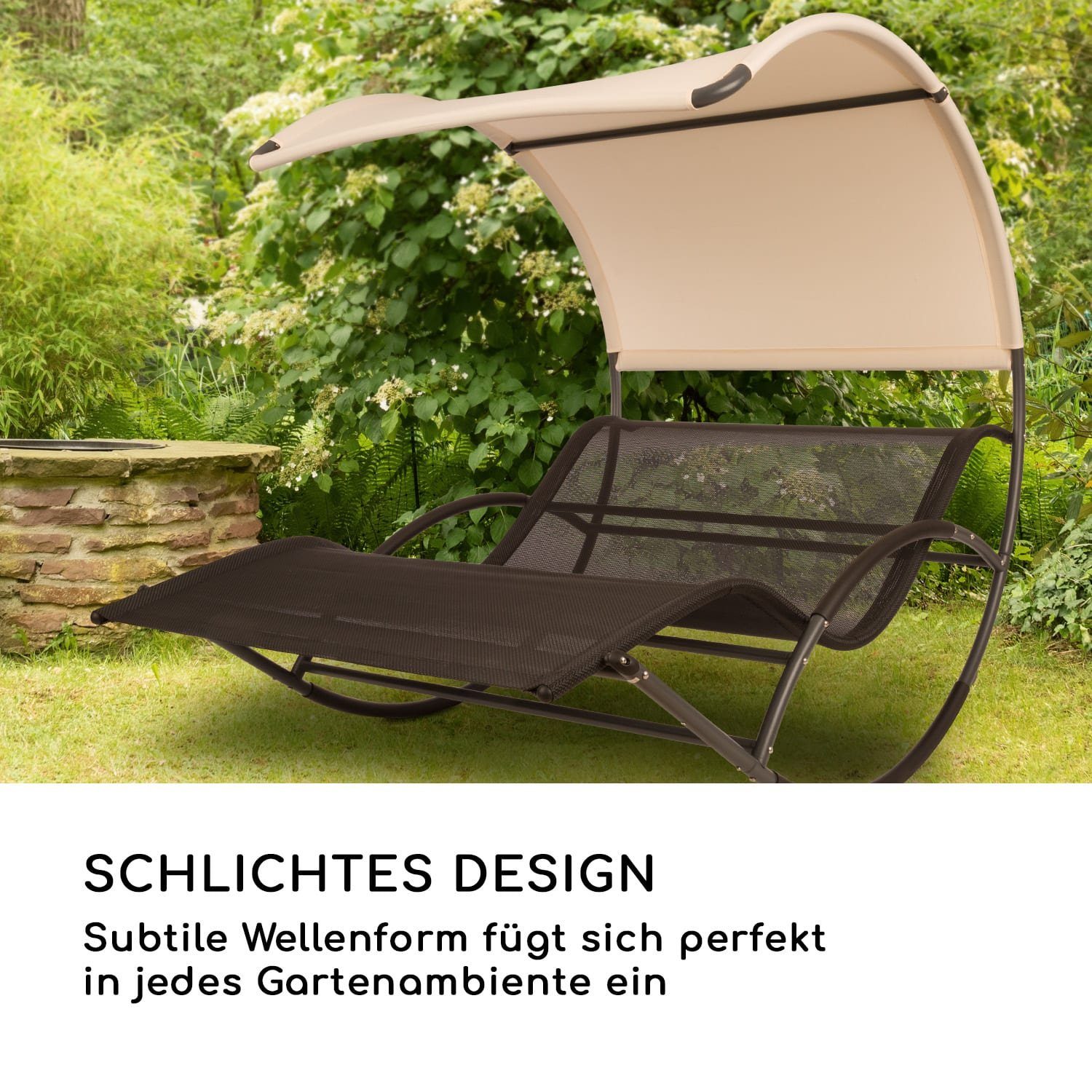 blumfeldt Gartenliege The Big Easy Schwingliege, Schwingeffekt, ergonomisch geformte Gartenliege, robuste Konstruktion