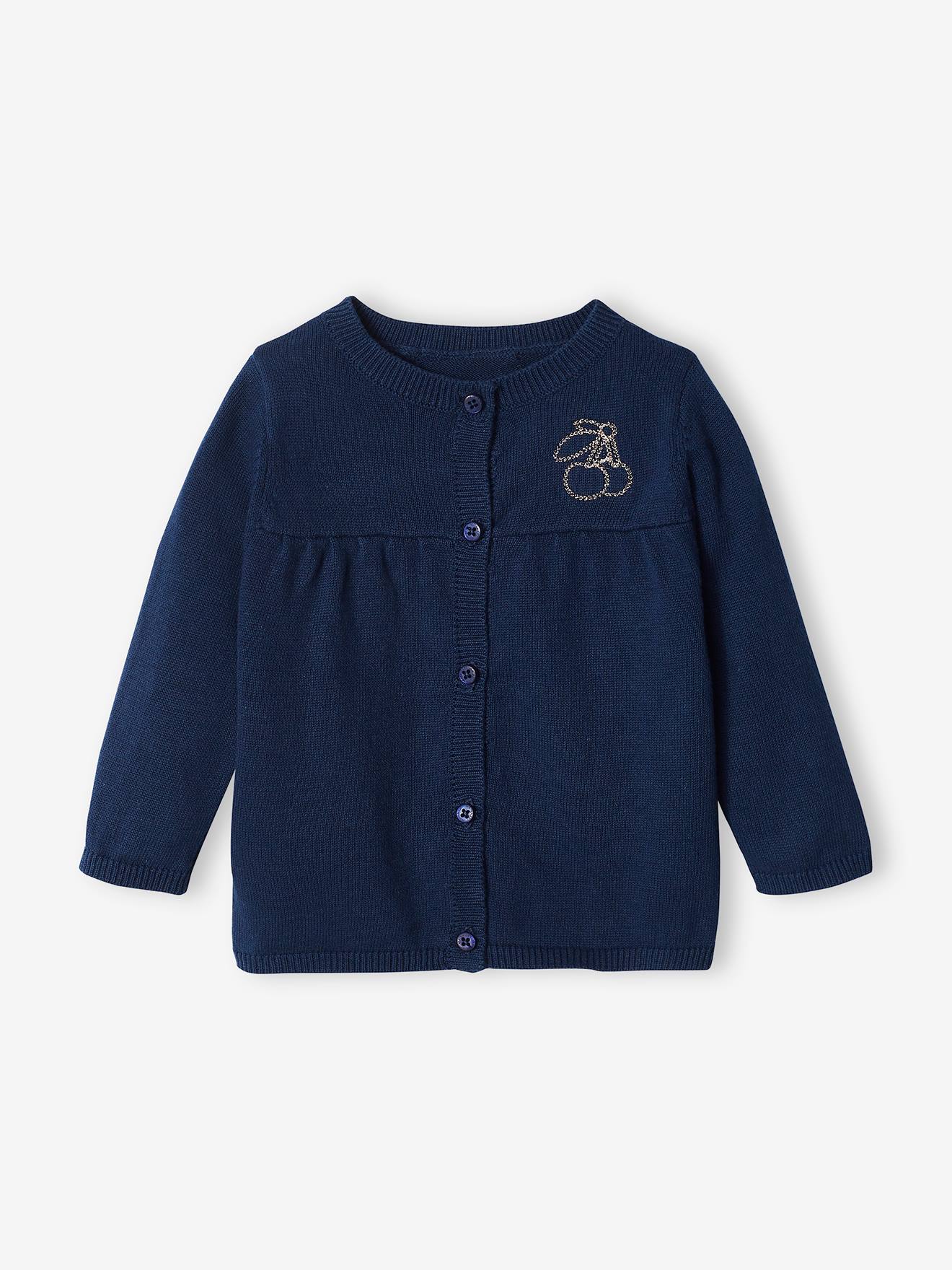 Gilet bébé fille badge cerise BASICS marine