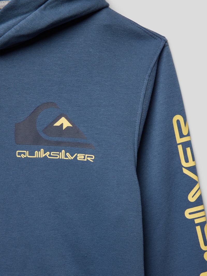 Hoodie mit Label-Details Modell 'OMNI' in rauchblau