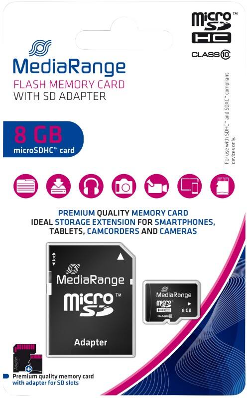 MediaRange MicroSDHC-Speicherkarte 8 GB Class 10