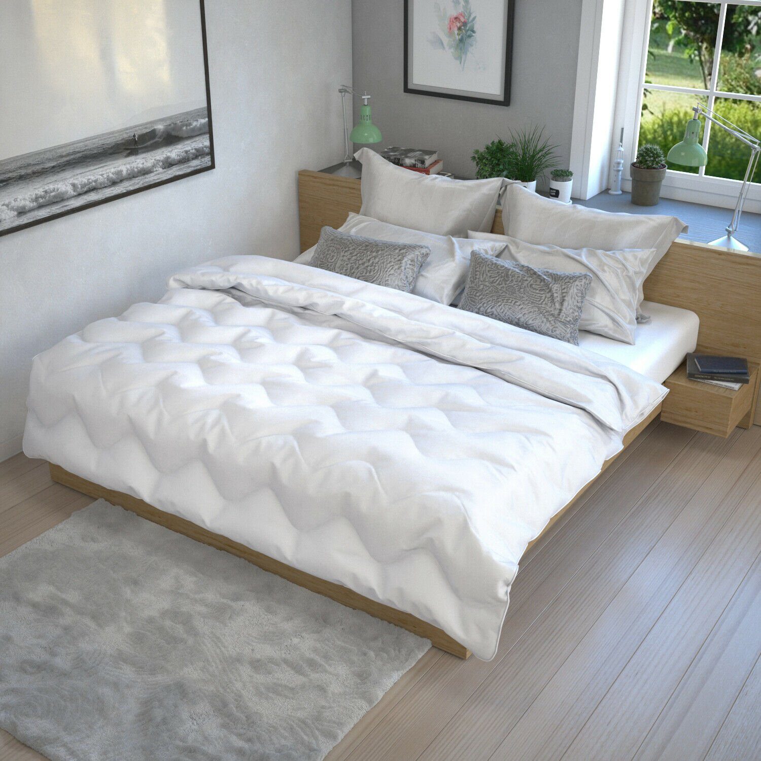 Microfaserbettdecke, Bettdecke Ganzjahresdecke, Mikrofaser, Allergiker, 200x200cm, Jekatex