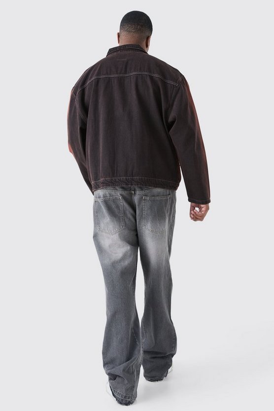 Plus Overdyed Denim Harrington