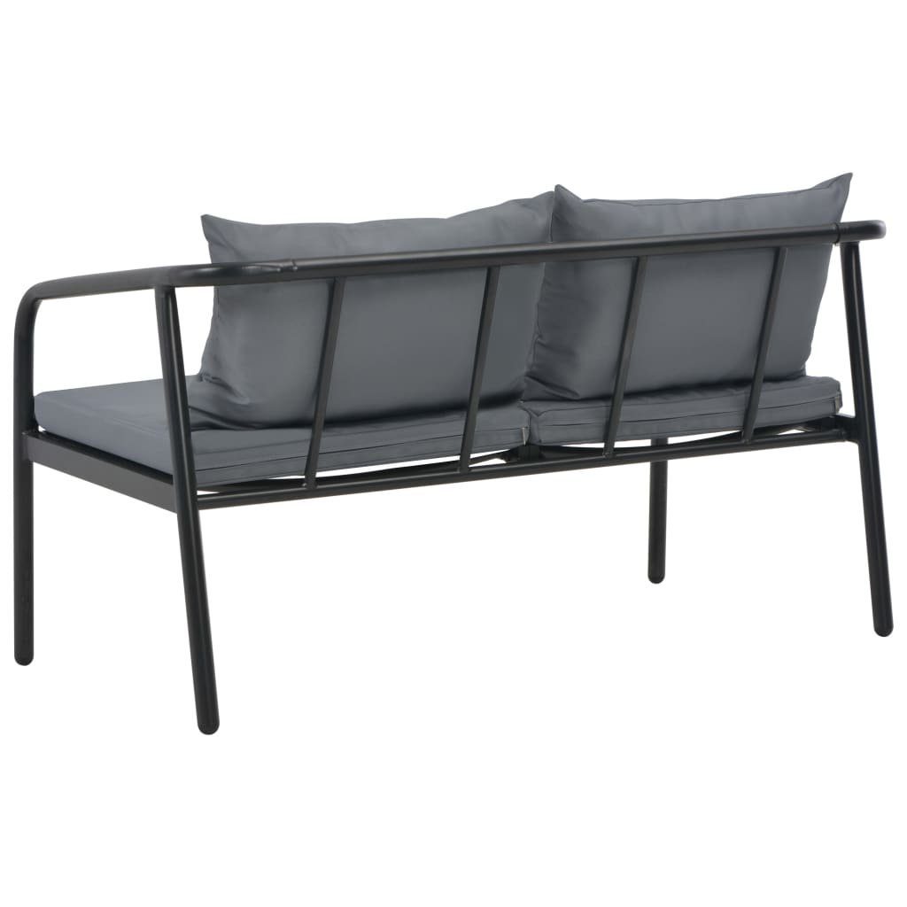 vidaXL Loungesofa 2-Sitzer-Gartenbank mit Auflagen Grau Aluminium