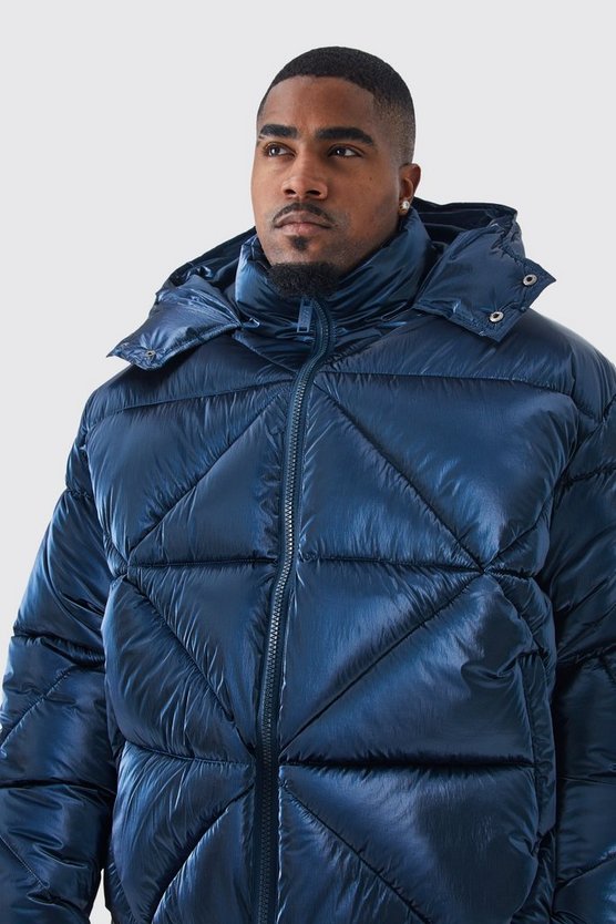 Plus kastige Metallic-Steppjacke