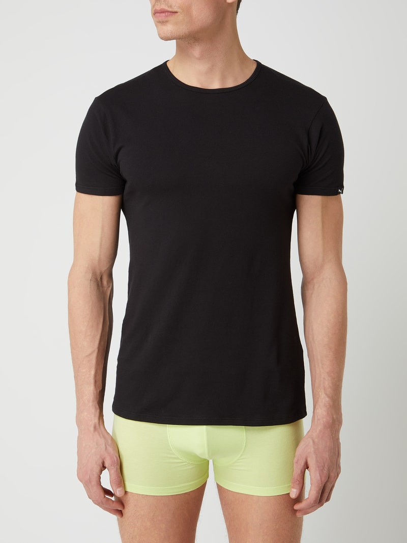 Regular Fit T-Shirt aus Baumwolle im 2er-Pack in schwarz