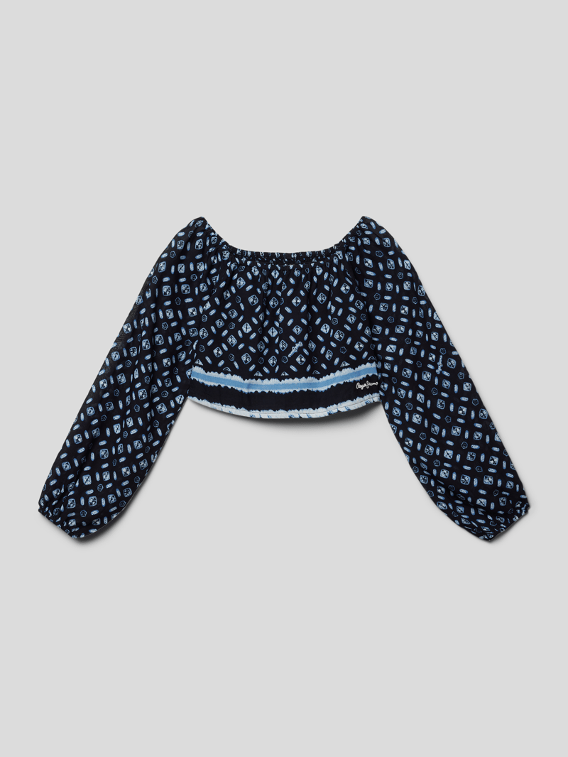 Bluse mit Allover-Muster in marineblau