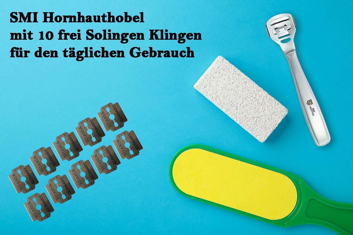 SMI Hornhautfeile Hornhauthobel Hornhautentfernung mit 10 Solingen klingen