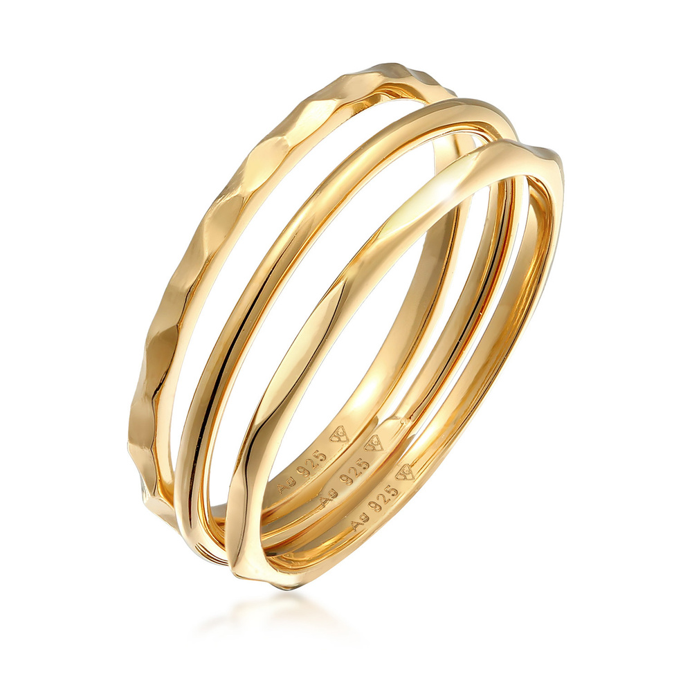 Elli Elli Bague Femmes Basique Empilement Set de 3 en Argent Sterling 925 Bague