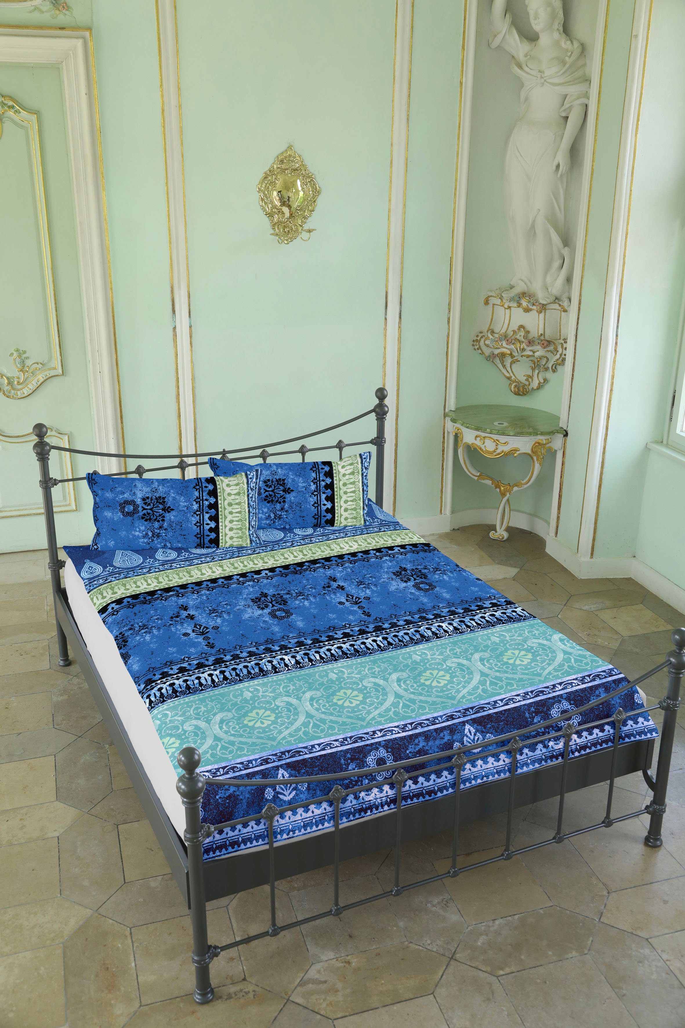 Bettwäsche Indi in Gr. 135x200, 155x220 oder 200x200 cm, CASATEX, Biber, 2 teilig, Biber kuschelig warm im Winter, gemusterte Bettwäsche aus Baumwolle