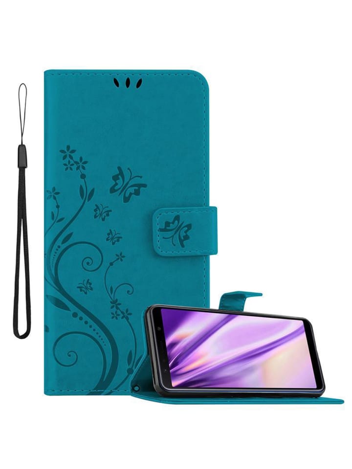 cadorabo Hülle für Samsung Galaxy A7 2018 Blumen Design in FLORAL BLAU günstig kaufen onesize