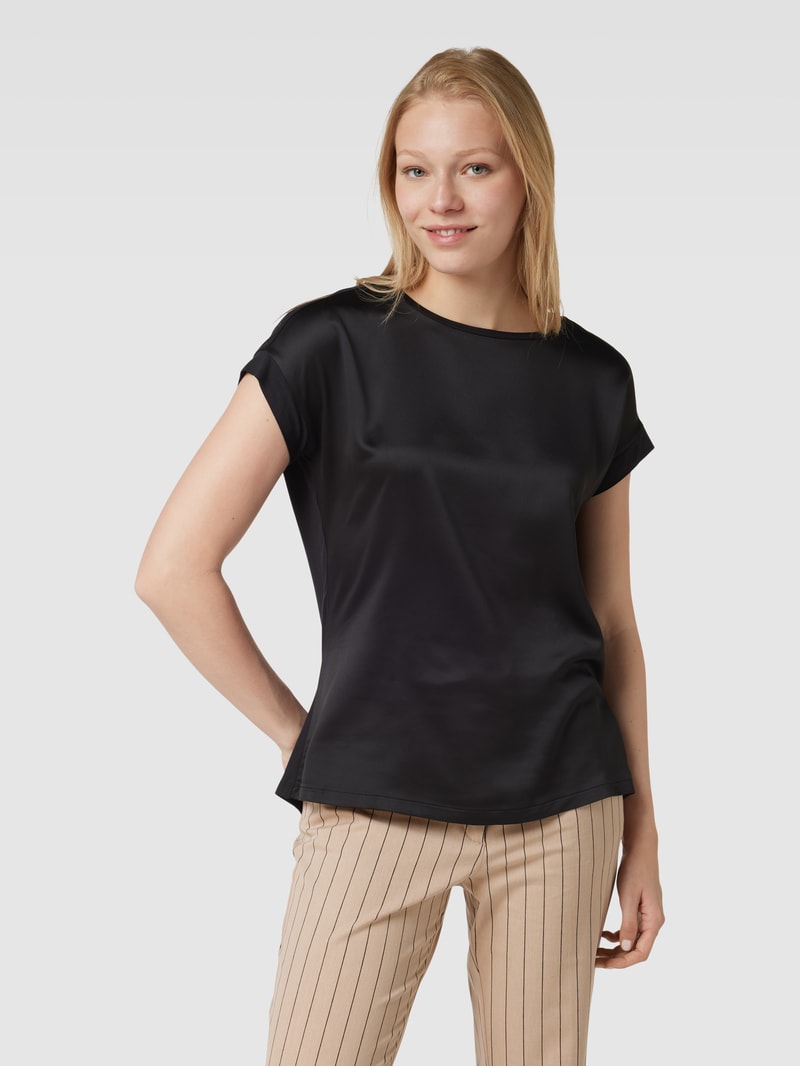 T-Shirt in Satin-Optik in schwarz